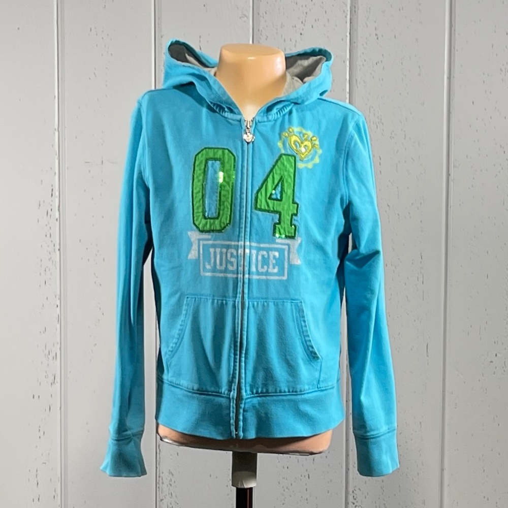 *Justice Girl’s Blue Zip Up Hoodie Sz 14